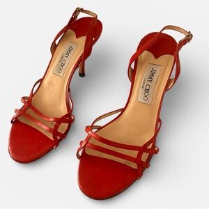Jimmy Choo Red Strappy Slingback Sandals IT 39.5 US 9.5